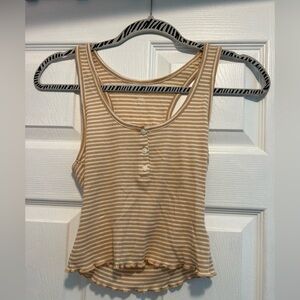 American Eagle Striped Tan Sleeveless Top